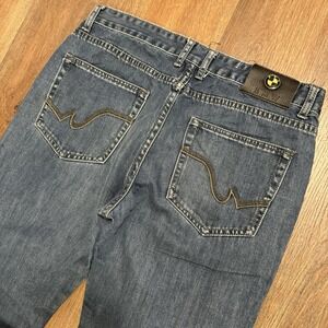 VTG Style BMW Branded Blue Denim Jeans‎ Medium Wash BSBM Leather Patch